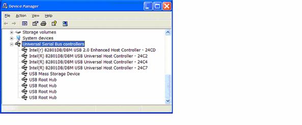 Device Manager window example showing USB chipset.